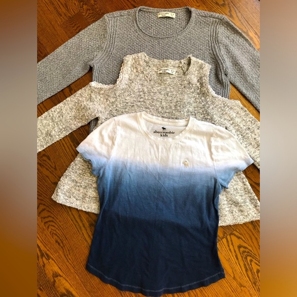 13/14Y💐Abercrombie & Fitch Bundle of 3: Blue Ombre Tee and 2 Grey Sweaters - Picture 2 of 9